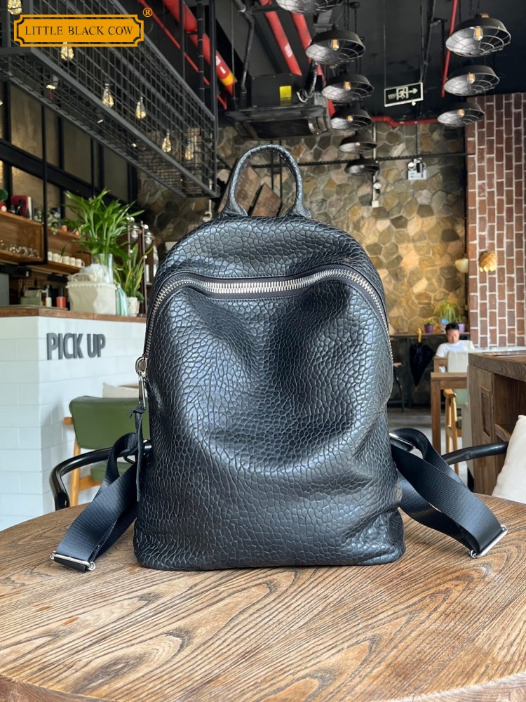 Leather Work Backpack - Mochila informal de piel de oveja