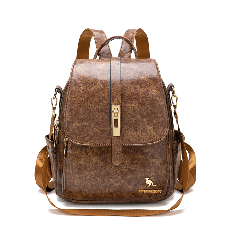 Leather Work Backpack - Mochilas universitarias de diseñador para mujer,