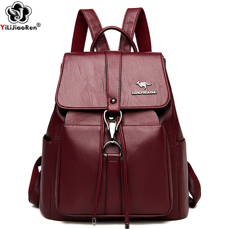 Leather Work Backpack - Mochila antirrobo, bolso de hombro para