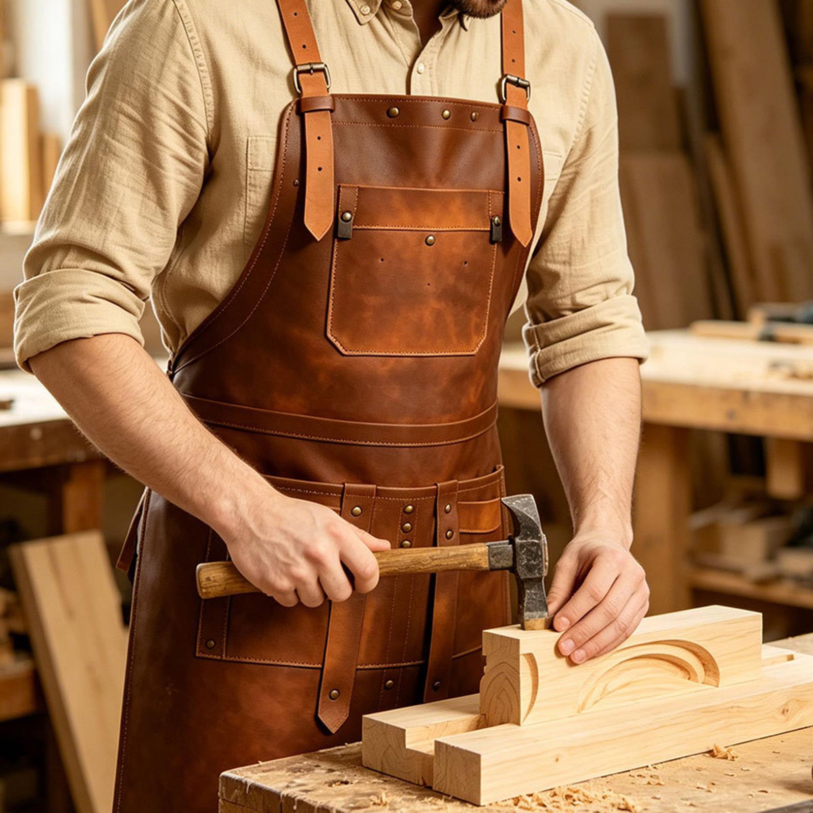Leatherwork Apron - Delantal de Cuero con Múltiples Bolsillos,