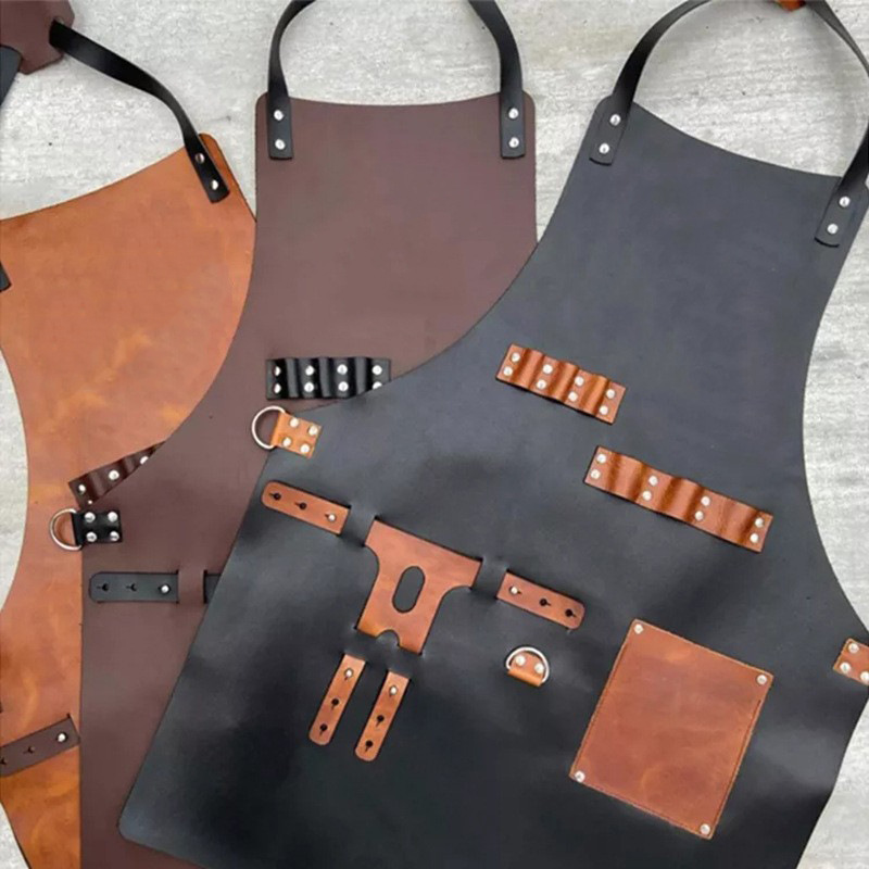 Leatherwork Apron - Delantal de cuero PU para exteriores,