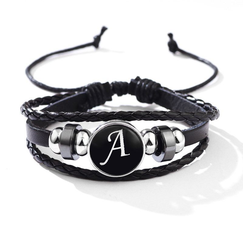 Contact Cement Leather - Pulsera de cuero con letras negras