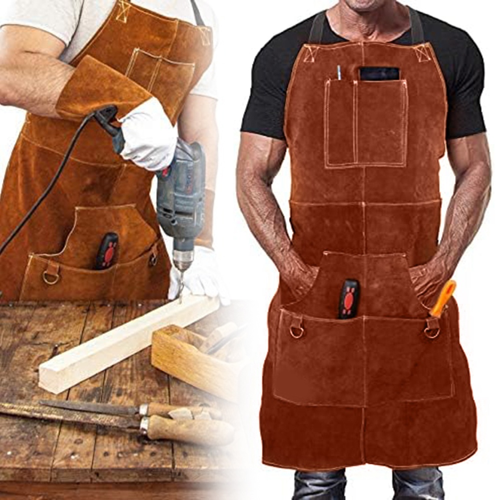 Delantal de cuero de vaca marr - Leatherwork Apron reseña y precio